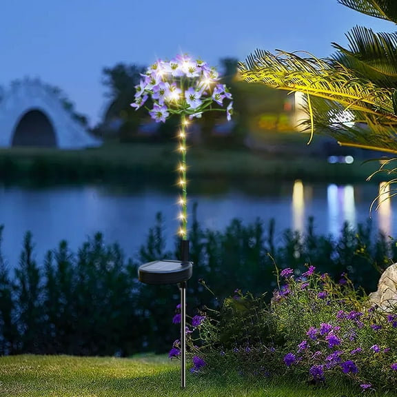 Solar Powered Outdoor Flower Lights | Multi-Color LED Border Lights | Ground Stake Design | Waterproof ABS Material | 2 Modes (Constant & Flicker) | 25.2" Height | 1 Pack