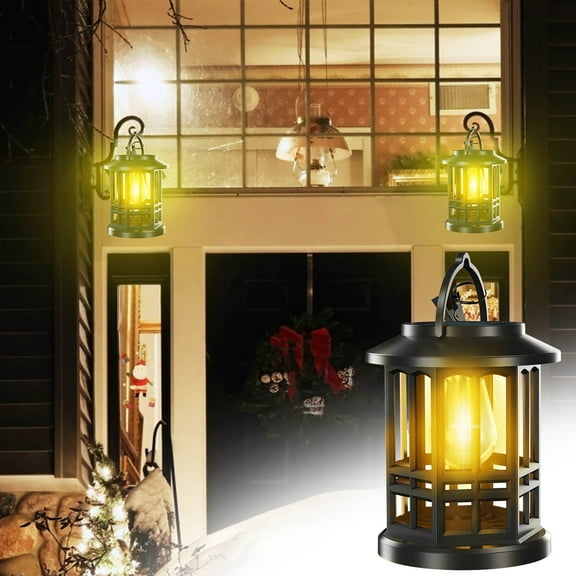 Solar Powered Outdoor Garden Lantern 28 LED Flame Effect | Waterproof IP65 Wall or Floor Mount | ABS Construction | 6-12 Hour Runtime | Flickering Light for Patio Pathway Deck