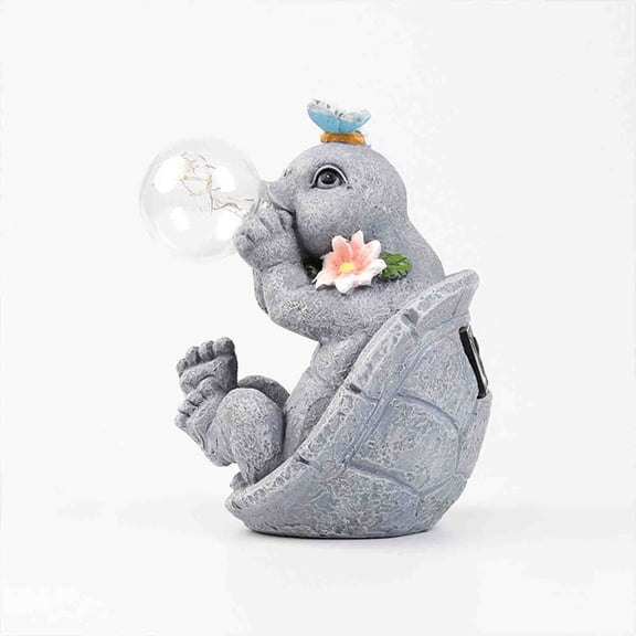 Solar Powered Outdoor Garden Turtle Statue Light, Cute Resin Patio Decor, Waterproof Auto On Light, Ambiance Creating Yard Gift for Garden Lovers