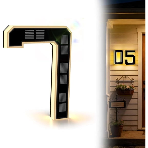 Solar Powered Outdoor House Number Light, 2026 Upgraded Solar House Numbers for Outside, Light Up Address Numbers for House, LED Illuminated Address Sign, Dusk to Dawn Auto On/Off