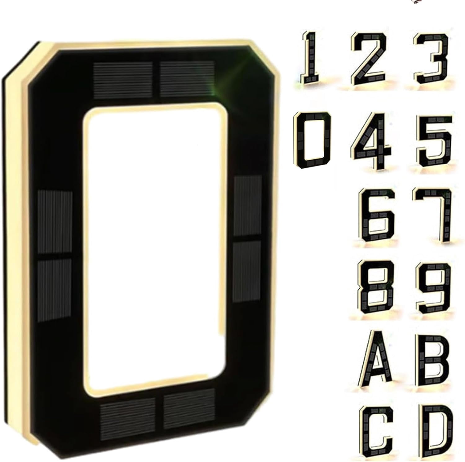 Solar-Powered Outdoor House Number Light, 9 Inch Lighted Address Sign with Auto On/Off Sensor, Waterproof LED House Numbers for Outside, Modern Black Exterior Illuminated Numbers