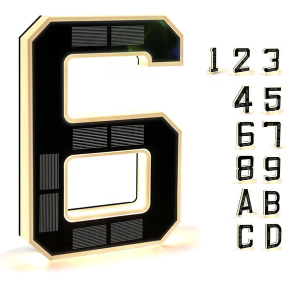 Solar-Powered Outdoor House Number Light 9 Inch, Waterproof LED Address Numbers with Solar Panel for Home, No Wiring, Light Up at Night