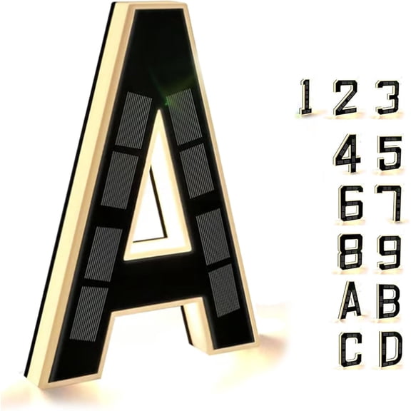 Solar-Powered Outdoor House Number Light, 9 Inch No Wiring Solar Panel Light Up House Numbers for Outside, Waterproof Backlit LED Address Numbers for Home