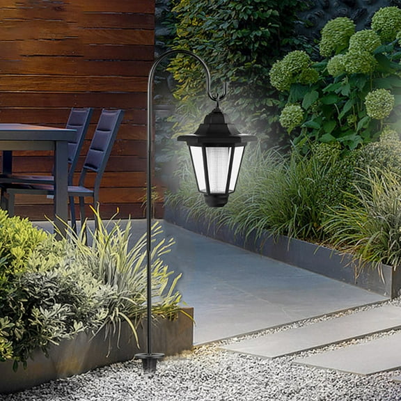 Solar Powered Outdoor LED Garden Light, 74x26cm Black Plastic, IP65 Waterproof, 4 Solar Panels, 8-12 Hour Runtime, Easy Install, Decorative Hanging Stake Light for Patio Yard Pathway (1 Pack)