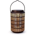 thumbnail image 1 of Solar Powered Outdoor Lantern, 8 Inch, Waterproof, Hanging or Wall Mount, Warm Glow, Brown Metal Cage Design, 1 of 10