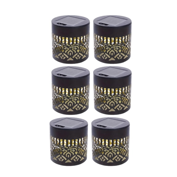 Solar Powered Outdoor Lanterns Set of 6 Mandala Design Garden Lights for Patio Pathway Backyard Decor Waterproof Iron Lawn Lighting with Automatic Dusk to Dawn Feature