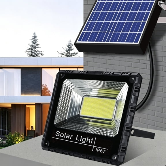 Solar Powered Outdoor Light, Separate Solar Panel, Adjustable Mounting Bracket, Weather Resistant Plastic Lamp, Auto Charging Night Lighting Fixture For Yard Walkway Garden Illumination