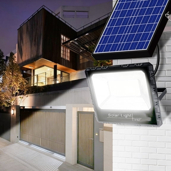 Solar Powered Outdoor Light with Separate Panel for Yard Walkway Garden Lighting Adjustable Bracket, by IHXORA