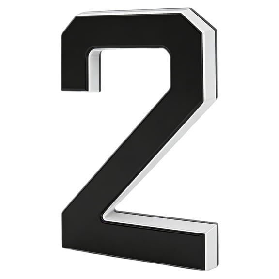Solar Powered Outdoor Lighted House Number 2, Solar-Powered LED Illuminated Address Sign with Easy Installation, for Home Yard Patio Street Garden Walkway Doorway