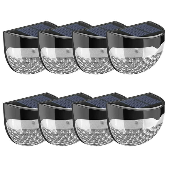 Solar Powered Outdoor Lights 8 Pack - IP65 Waterproof Wall Lighting for Fence/Steps/Stairs/Garden - Dusk to Dawn Auto Sensor with 10,000H Lifespan (90x62x50mm)