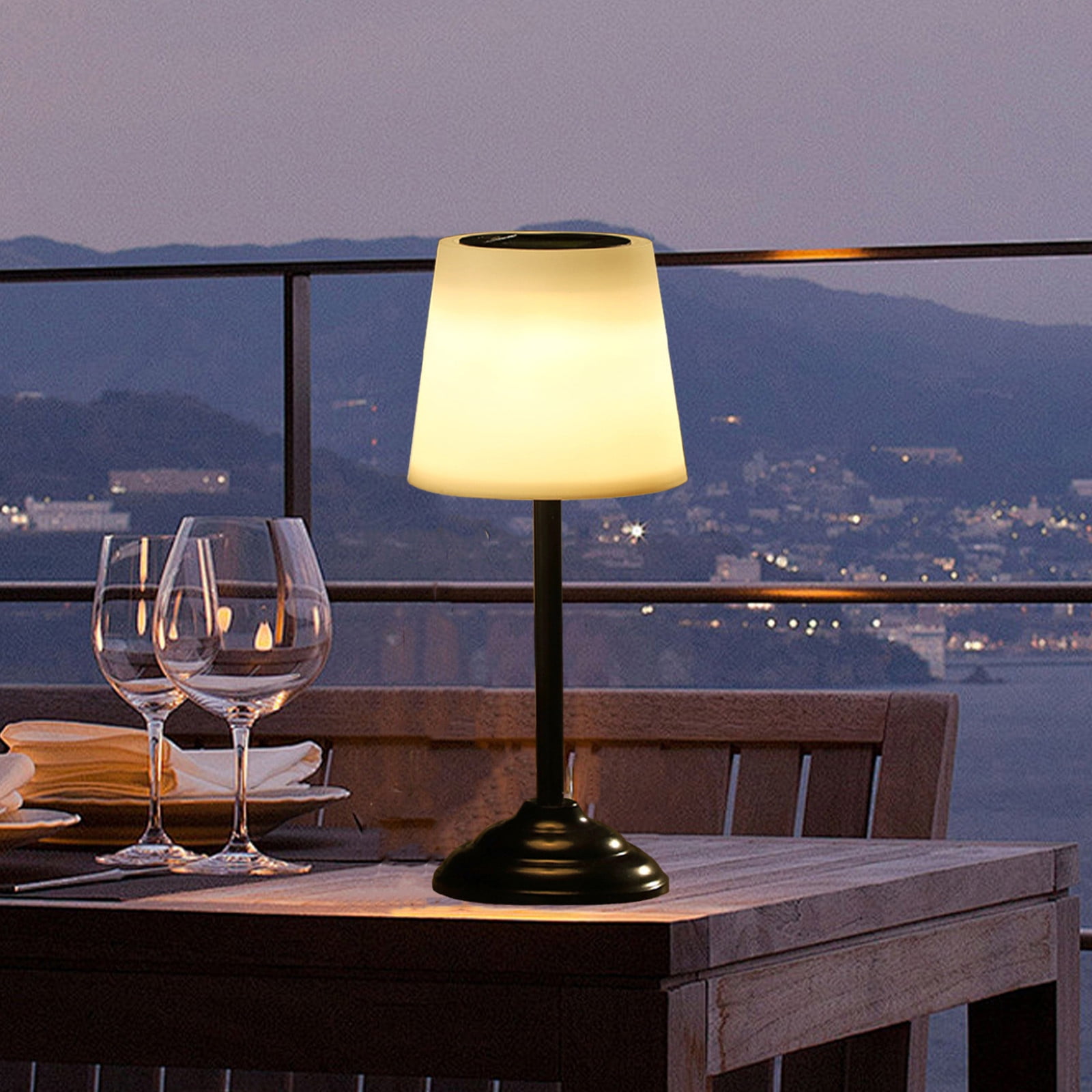 Solar Powered Outdoor Table Lamp, IP65 Waterproof Garden Patio Light ...