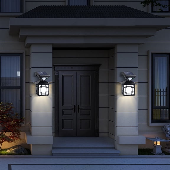 Solar Powered Outdoor Wall Light with Motion Sensor, Warm White Security Lighting for Garden, Patio & Fence, IP65 Waterproof Human Detection Lamp for Yard, Garage & House Exterior