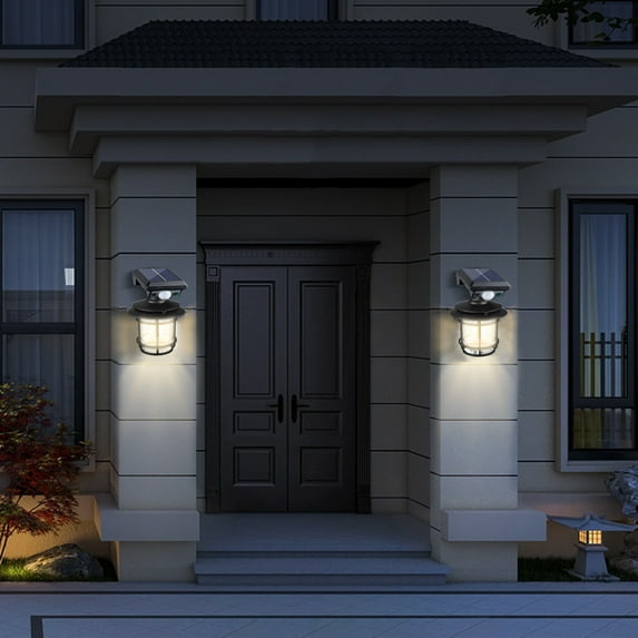 Solar Powered Outdoor Wall Light with Motion Sensor, Warm White LED, Weatherproof IP65 for Garden, Patio, and Yard Security