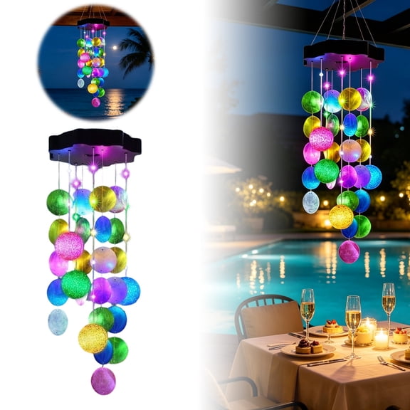 Solar Powered Outdoor Wind Chime String Lights For Garden Patio Yard With Auto On/Off And Solar11584