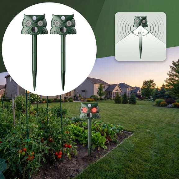 Solar-Powered Owl Decoy for Outdoor Bird & Squirrel Deterrence – Motion-Activated, Weatherproof Metal Design, Garden & Yard Use(2pc)