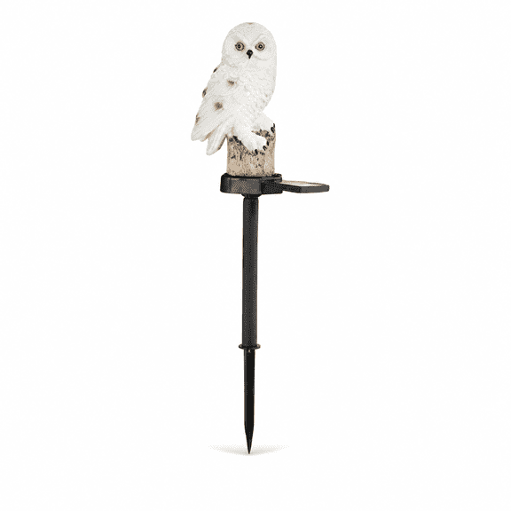Solar Powered Owl Garden Light, Hand-Painted Resin Decorative Stake with Warm LED, Waterproof Outdoor Landscape Lighting for Yard, Pathway, and Patio Decor, Auto On/Off Dusk to Dawn (Single Pack)
