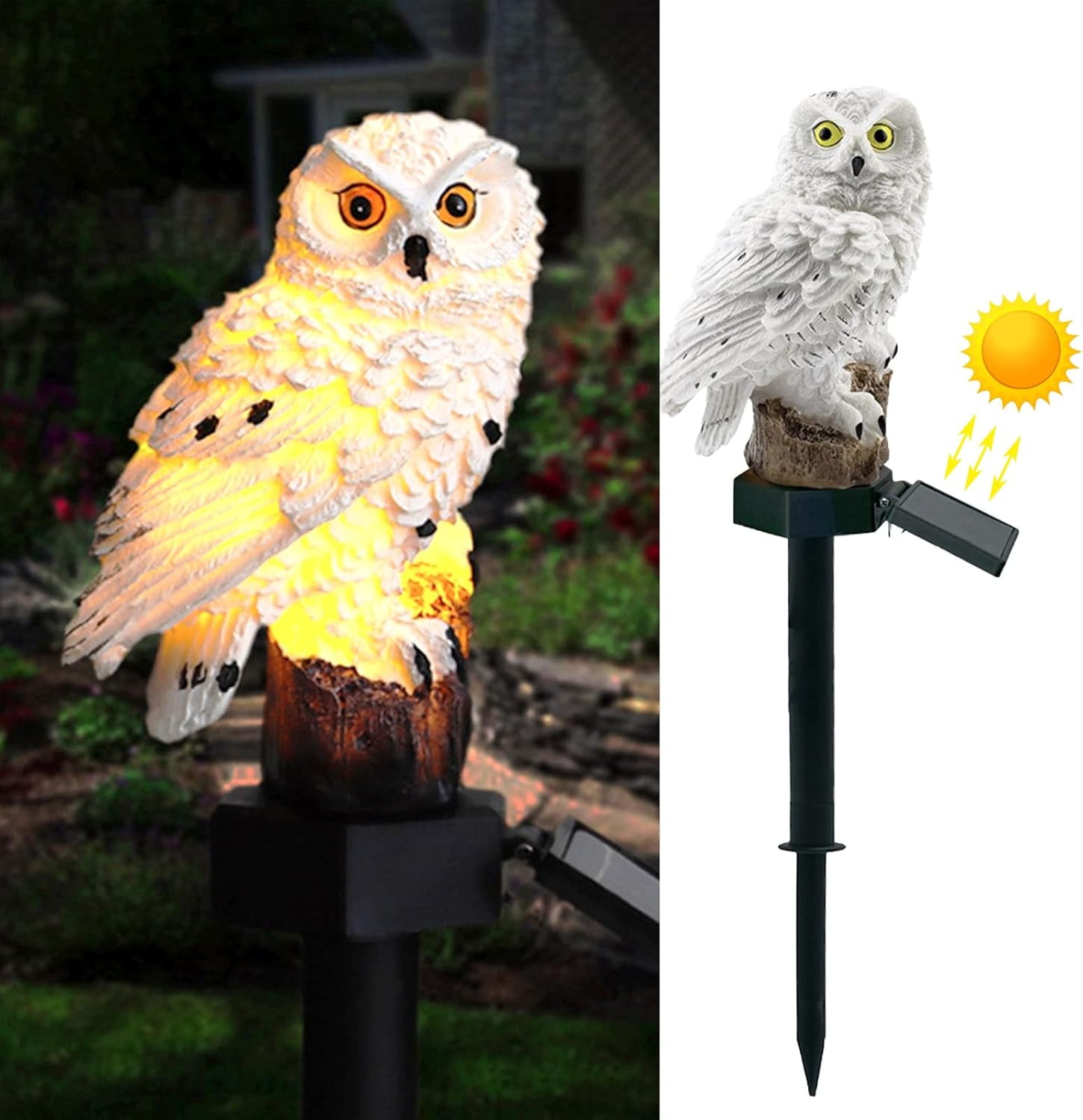 COOPHYA Owl Solar Garden Light – Charming Outdoor LED Lawn Pathway Decor With Stake, No Electricity Needed, Coffee Color, Auto 6-8 Hrs Glow