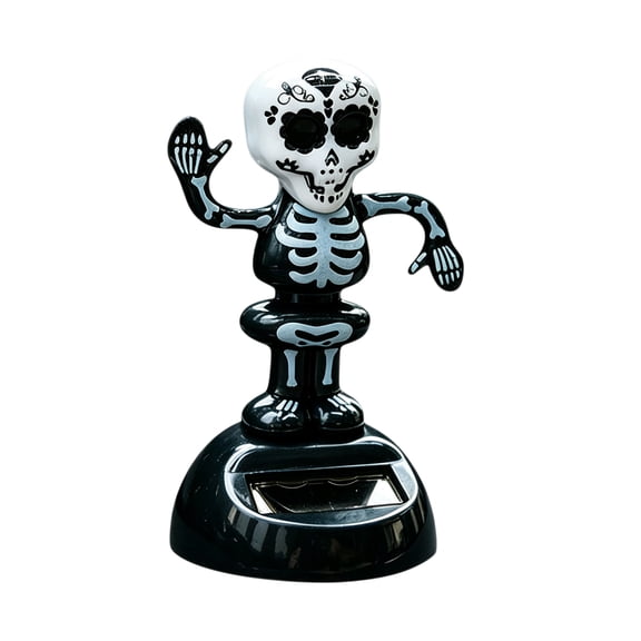 Solar Powered Painted Face Ghost Car Dashboard Decor 3.94 Inch ABS Light Sensing Dancing Figurine for Auto Interior Office Porch Halloween Gift
