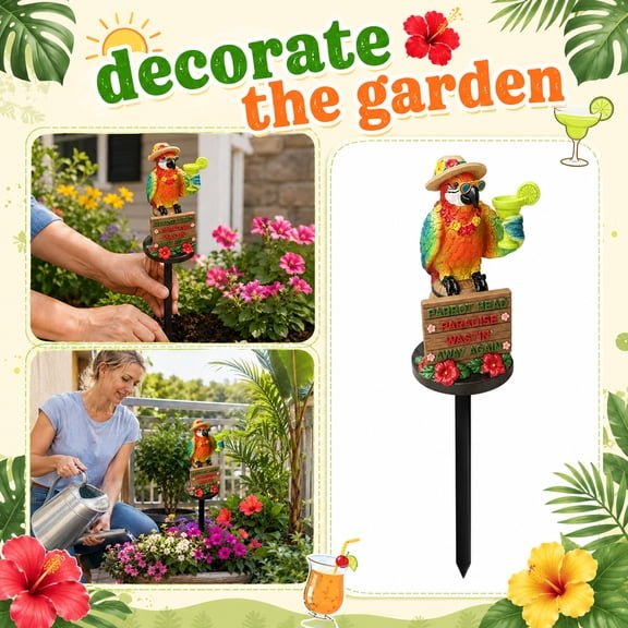 Solar Powered Parrot Garden Light Parrot Head Paradise Solar Stake Light Waterproof Tropical Yard Decor LED Outdoor Lamp for Patio Pathway 1 Pack C