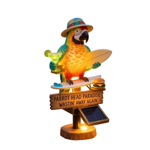 Solar-Powered Parrot Garden Light Parrot Solar Garden Light Colorful LED Outdoor Lamp Weatherproof Tropical Sculpture for Beach Party Backyard Tiki Bar Home Decoration