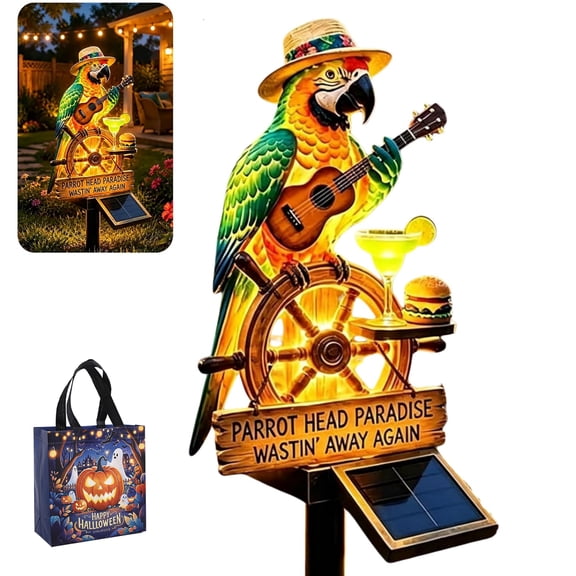 Solar Powered Parrot Garden Light Resin 17.7" - Parrot Statue & Bird Lamp for Lawn Backyard Patio Pathway