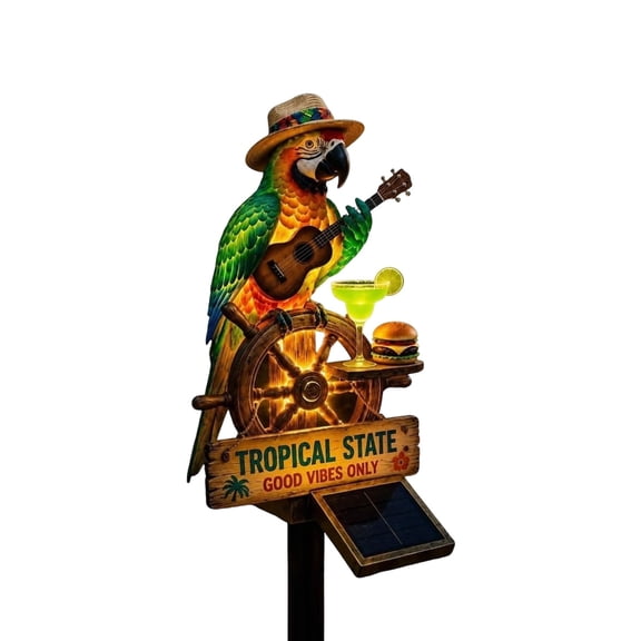 Solar Powered Parrot Garden Light Waterproof Solar Stake Light Fun Parrot Garden Light Stake Whimsical Yard Decor Outdoor Patio Pathway Decor Outdoor Parrot Statues Figurine Lights Clear