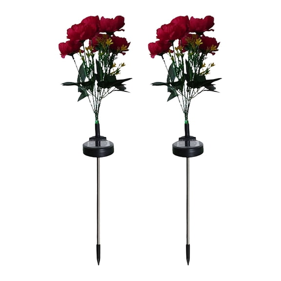 Solar Powered Peony Garden Lamp LED Light Outdoor Yard Patio Weatherproof Decorative Landscape Lighting