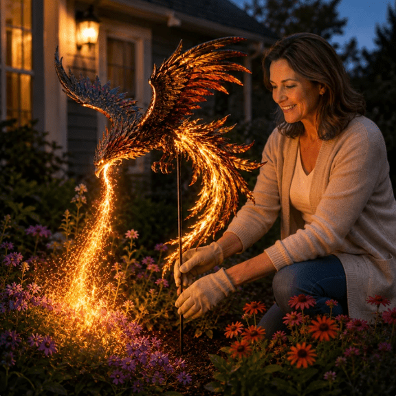 Solar Powered Phoenix Fire Garden Light, 2026 New Garden Stake with Magical Fiery Glow for Creating Bold Entryway Displays