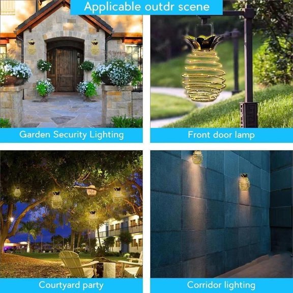 Solar Powered Pineapple Chandelier 60 LED Warm Light Outdoor Decor Landscape Lighting
