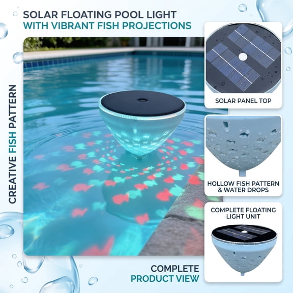 Solar Powered Pool Accessory, Floating Pool Lights Solar Powered, Pool Solar Light, 5 Diameter X 4 Inch 1-Pack Outdoor Pool Decor, Ip65 Water Resistant Hollow Carved Floating