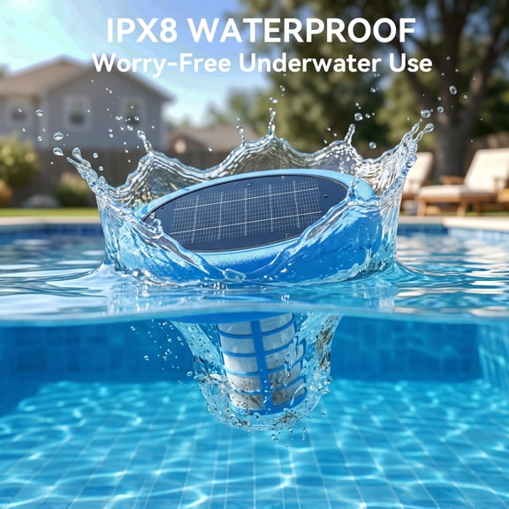 Solar Powered Pool Ionizer Blue ABS Floating Copper Anode Pool Purifier IPX8 Waterproof Chlorine-Free Water Cleaner for Above Ground & Inground Pools Up to 30000 Gallons