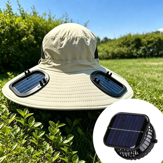 Solar Powered Portable USB Fan Outdoor, 3 Speed Rechargeable Mini Fan with 400mAh Battery, Portable Desk Fan for Camping Patio Desk Travel,Only Fan(Square)