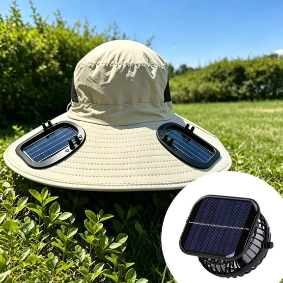 Solar Powered Portable USB Fan Outdoor, 3 Speed Rechargeable Mini Fan with 400mAh Battery, Portable Desk Fan for Camping Patio Desk Travel,Only Fan(Square)