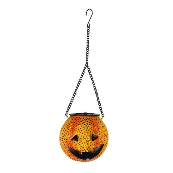 Solar Powered Pumpkin Lantern With Hanging Chain, Ly Flickering Flame Effect, Perfect Garden Balcony Outdoor Decoration