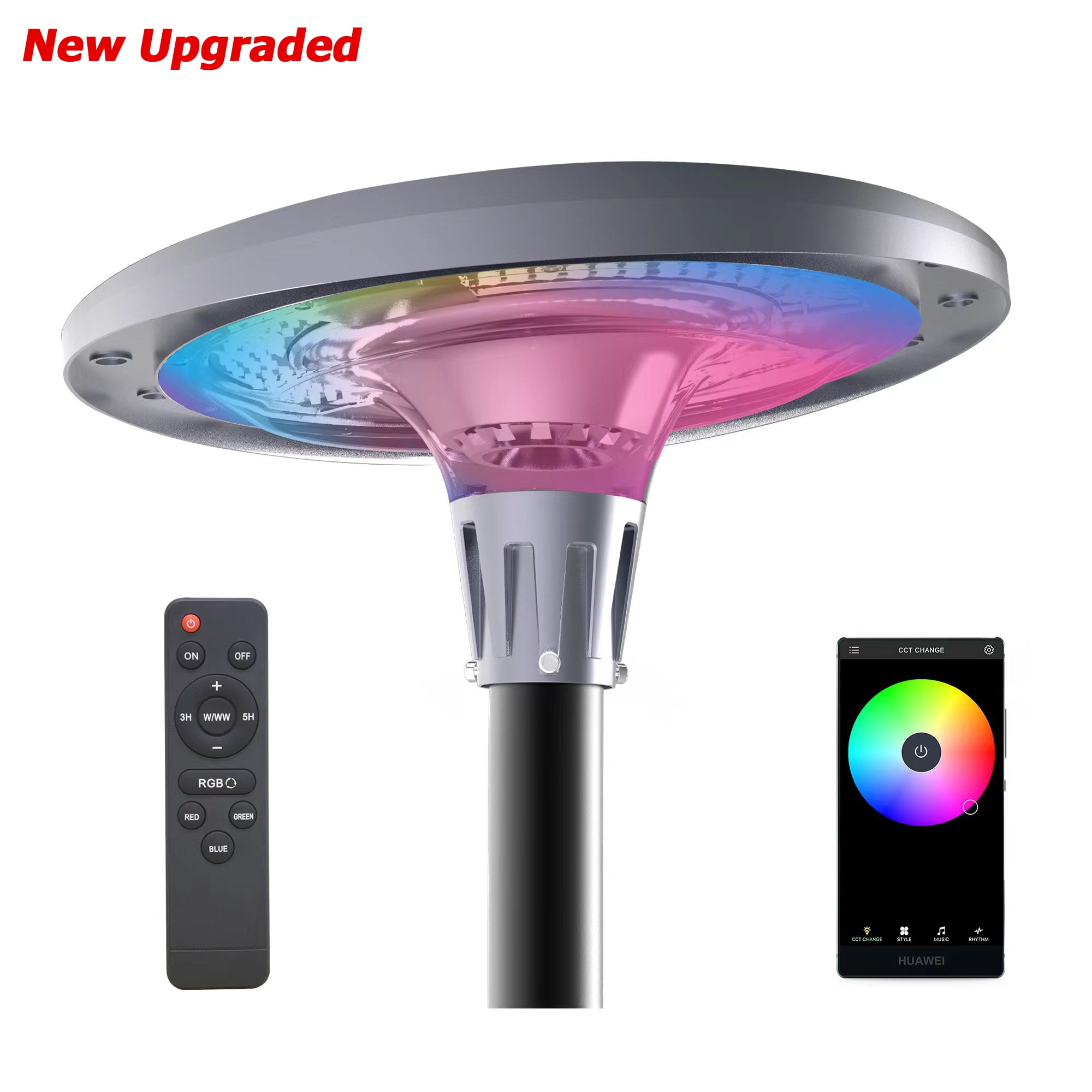 Solar Powered RGB LED UFO-Round Light APP/Remote Control for Outdoor, 20w 