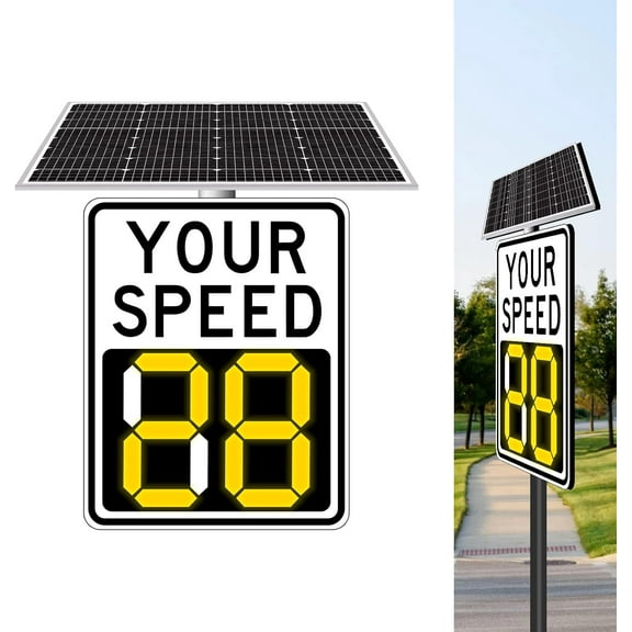 Solar Powered Radar Speed Measurement Traffic Sign, LED Digits Speed Dispaly