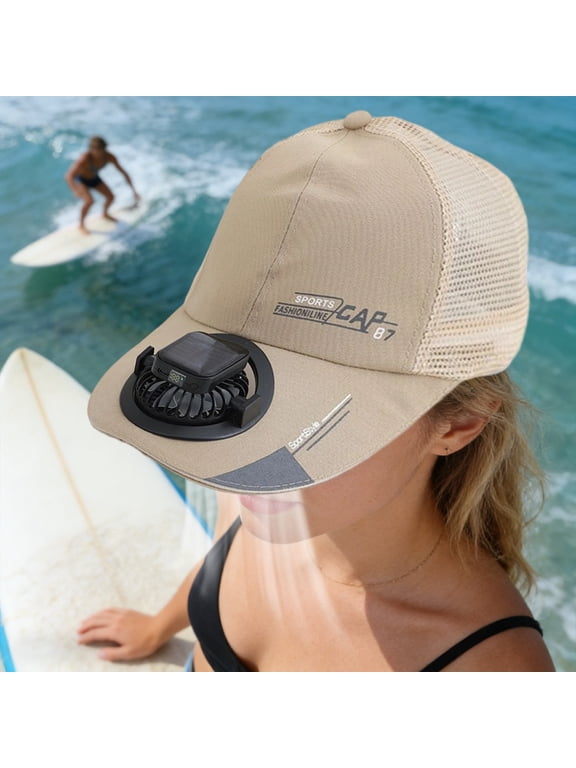 Solar-Powered Rechargeable Fan Hat, Unisex Wide-Brim Sun Protection Cap, Semi-Mesh Breathable Cooling Hat for Fishing, Hiking, Gardening & Outdoor Summer Activities