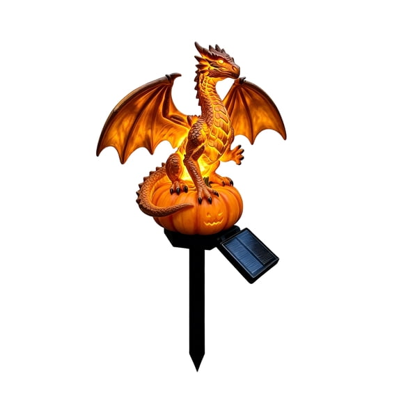 Solar Powered Red Lava Dragon Stake Light, Fiery Transparent Wing Dragon LED Statue Outdoor Yard Landscape Path Decor