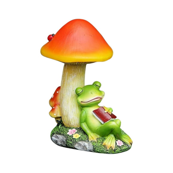 Solar-Powered Resin Mushroom Lamp & Frog Ornament-Handmade Outdoor Garden Decor