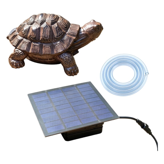 Solar Powered Resin Turtle Pond Spitter Statue Solar Water Fountain Pump Decorative Water Feature For Small Pond Garden Backyard Landscape(Grey-17.5x13.5x29.5CM)