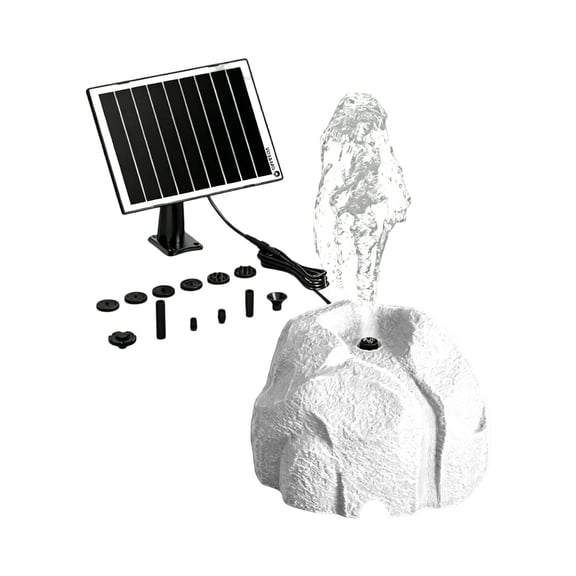 Solar Powered Rock Water Fountain, Resin Imitation Granite Bird Bath Fountain Pump, for Garden, Patio & Backyard Landscape Decor