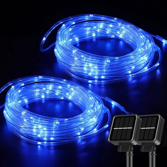 Solar Powered Rope Lights 2 Pack, String Lights 66 ft. 8 Lighting Modes 200 LED, Blue