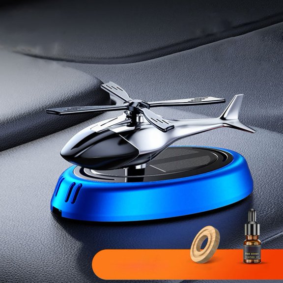 Solar Powered Rotating Aircraft Car Air Freshener Aromatherapy Diffuser With Helicopter Design Auto Interior Fragrance Dispenser Dashboard Decoration Blue Black Red(blue)