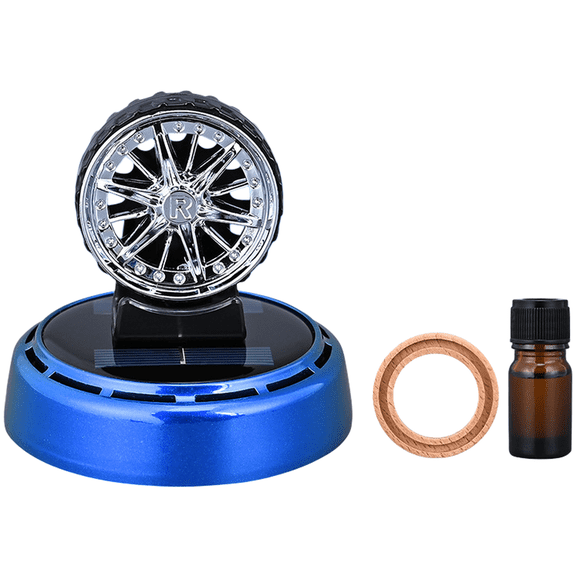 Solar Powered Rotating Car Air Freshener, Tire Design Aromatherapy Diffuser with Natural Plant Scents, Heat Resistant Auto Interior Ornament for Home Office(B)