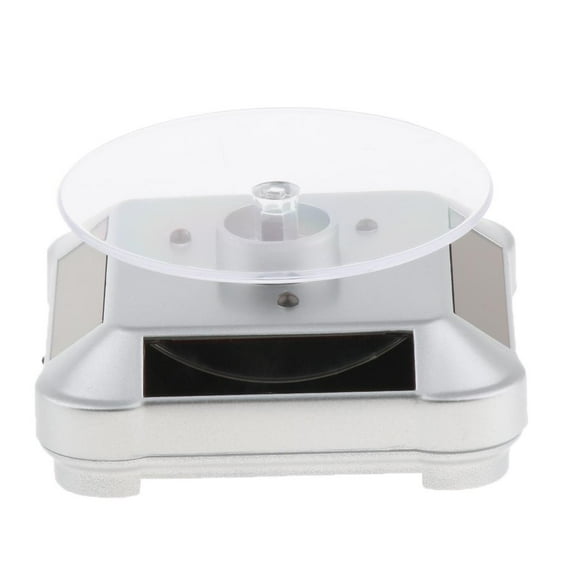 Solar Powered Rotating Display Turntable Stand With LED Light For Jewelry Watch Phone, Save Energy