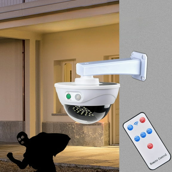 Solar Powered Security Camera Light Fake Surveillance | Motion Sensor Flashing Red LED | ABS Outdoor Indoor Security Lighting | 5-8m Detection | Rechargeable Batteries | Garage Office Courtyard