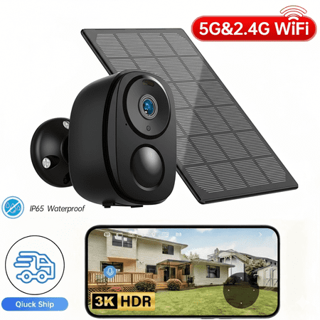 Solar Powered Security Cameras Wireless Outdoor Battery Powered 4MP Surveillance 2.4GHz/5Ghz WiFi Cameras for Home Security Outside PIR/AI Motion Detection Waterproof Color Night Vision 2-Way Audio
