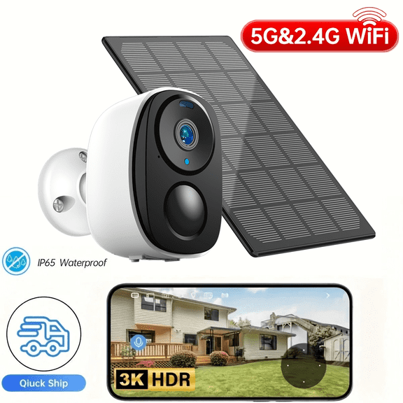 Solar Powered Security Cameras Wireless Outdoor Battery Powered 4MP Surveillance 2.4GHz/5Ghz WiFi Cameras for Home Security Outside PIR/AI Motion Detection Waterproof Color Night Vision 2-Way Audio