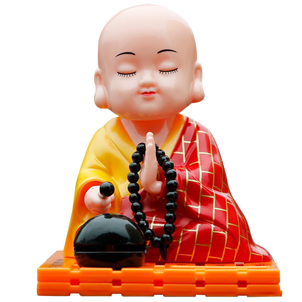 Solar Powered Shaking Head Monk Figurine Buddha Monk Statue Home Car