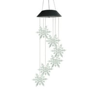 Solar Powered Snowflake Wind Chime Outdoor Garden Decoration Christmas Hanging Pendant Led Color Changing Lights 1Pc 0.68 Lbs
